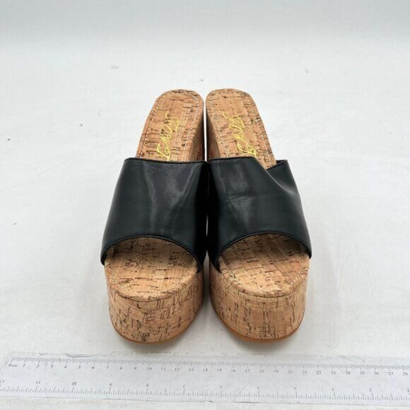 Cork High Chunky Heel Backless Mules for Women, Platform Open Toe Sandals - Picture 3 of 7